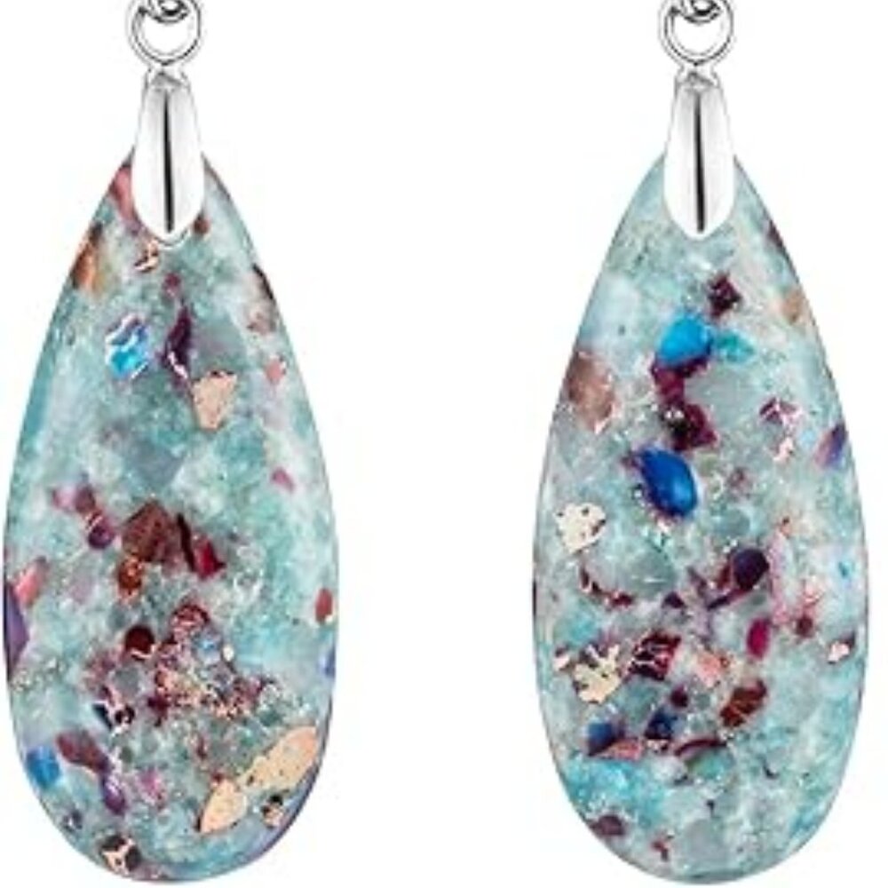 Stunning Jasper Stone Drop Earring Teardrop Dangle Colorful High Fashion Fancy